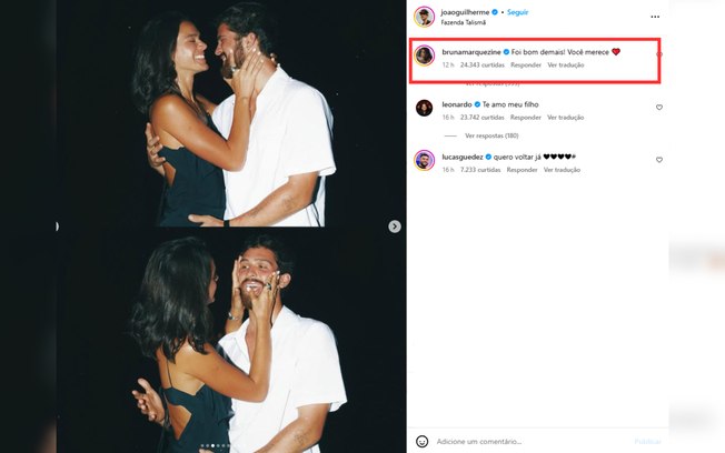 Bruna Marquezine reage ao termo de semana com João Guilherme