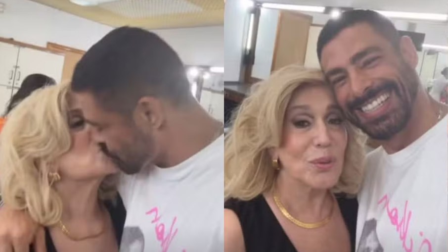 Cauã Reymond e Susana Vieira trocam ósculo em bastidores: ‘Te senhoril’