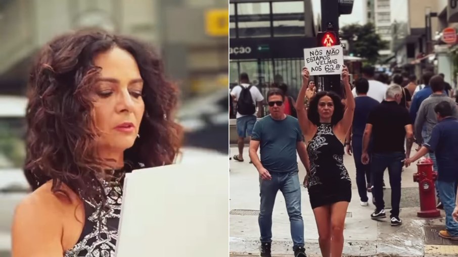 Claudia Ohana protesta contra etarismo na Avenida Paulista